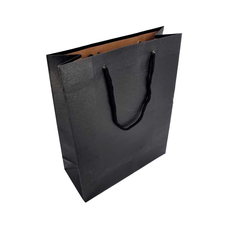 12 sacs cabas kraft de couleur noire uni 19x8x24.5cm - 14410