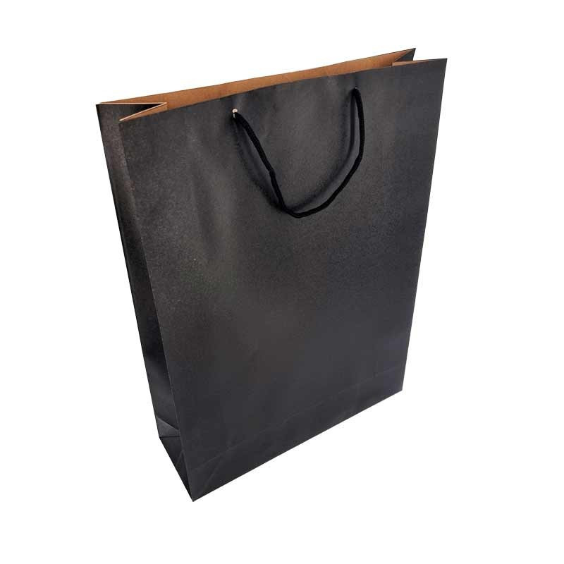 12 grands sacs en papier kraft noir uni 38x12x50cm - 14413