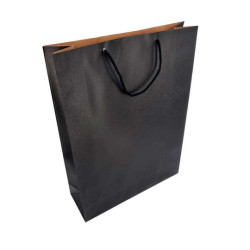 12 bolsas grandes de papel kraft negro liso 38 x 12 x 50 cm