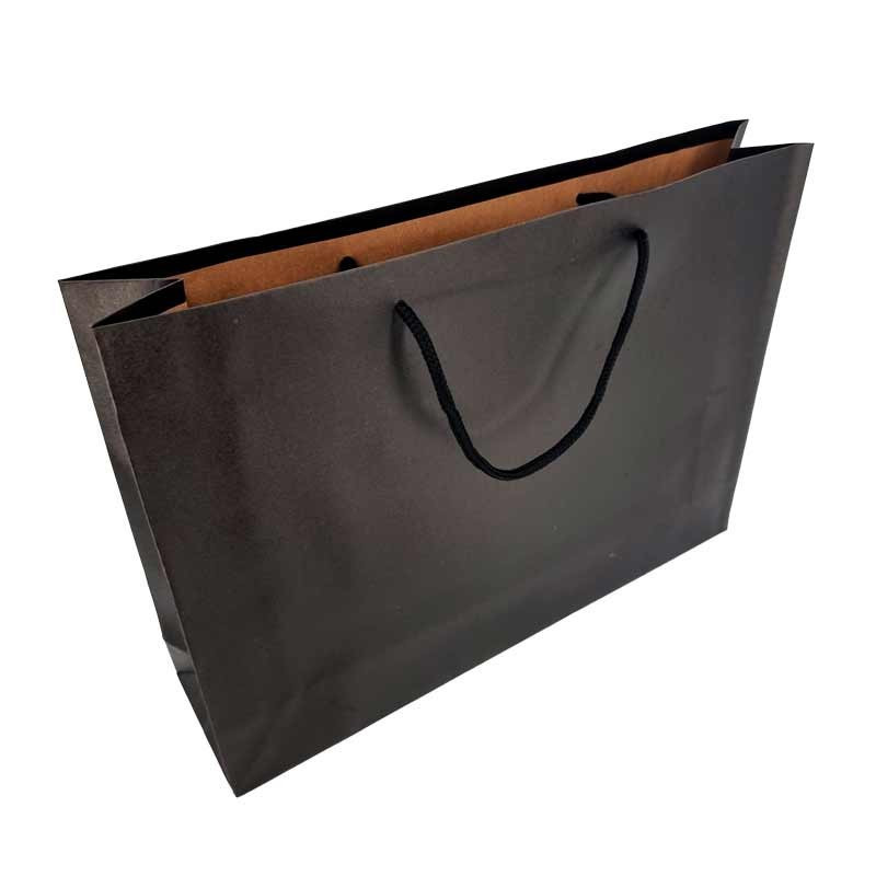 12 sacs cabas kraft horizontaux de couleur noire 24.5x8x19cm - 14416