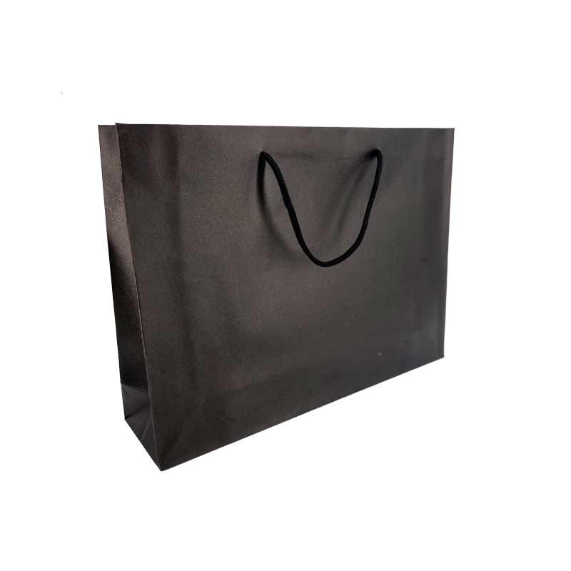 12 bolsas de papel kraft horizontales de color negro 24x8x19 cm