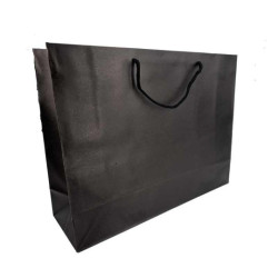 Lote de 12 bolsas de papel kraft negra lisa 41 x 10 x 31 cm