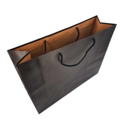 Lote de 12 bolsas de papel kraft negra lisa 41 x 10 x 31 cm