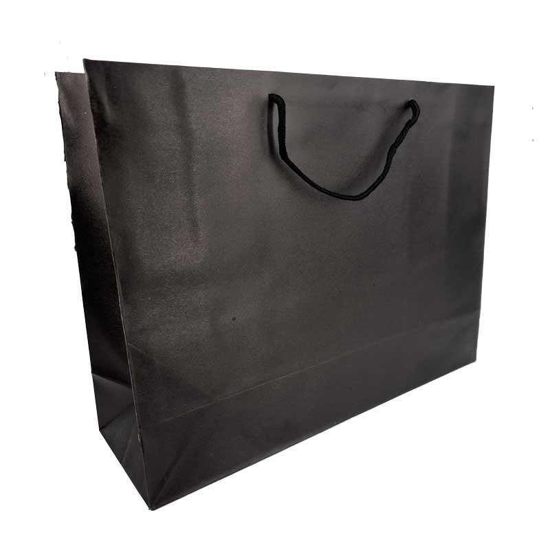 12 bolsas grandes de papel kraft negro 50 x 12 x 38 cm