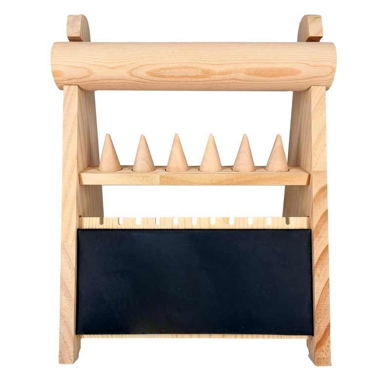 Support bijoux en bois et simili cuir noir pour colliers bagues et bracelets - 22164