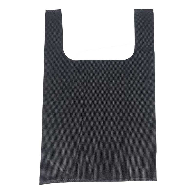 Lote de 12 bolsas con asas negras de polipropileno no tejido, 36 x 61 x 19 cm
