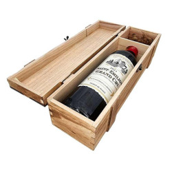 Caja de madera para 1 botella con cierre de gancho, 10 x 35 x 10 cm