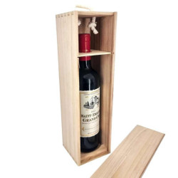 Caja de madera para 1 botella con tapa deslizante 10x35x10 cm