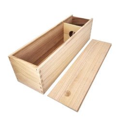 Caja de madera para 1 botella con tapa deslizante 10x35x10 cm