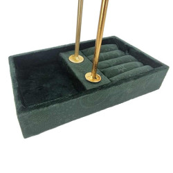 Expositor para joyas para pulseras, pendientes y anillos de terciopelo verde abeto