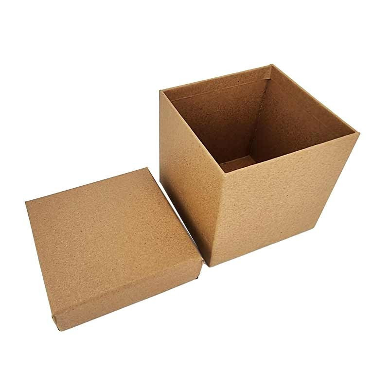 Lote de 6 cajas con tapa de papel kraft marrón natural - 10x10x9,5 cm