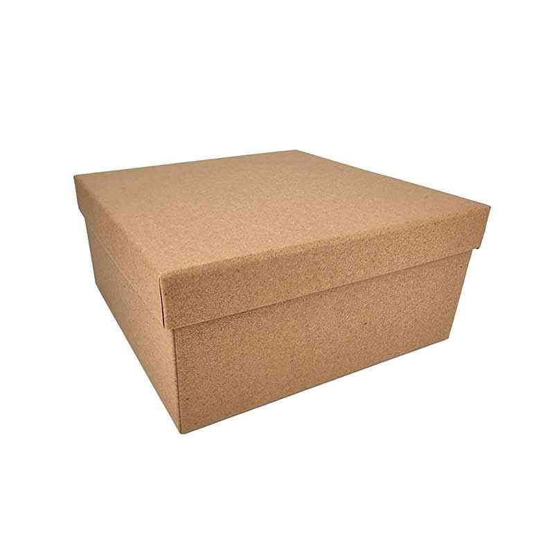 Petite boîte cadeaux cartonnée de forme carrée kraft naturel - 15.5x15.5x6.5cm