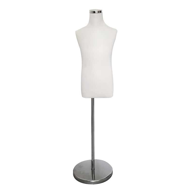 Buste couture enfant en tissu blanc et pied en métal