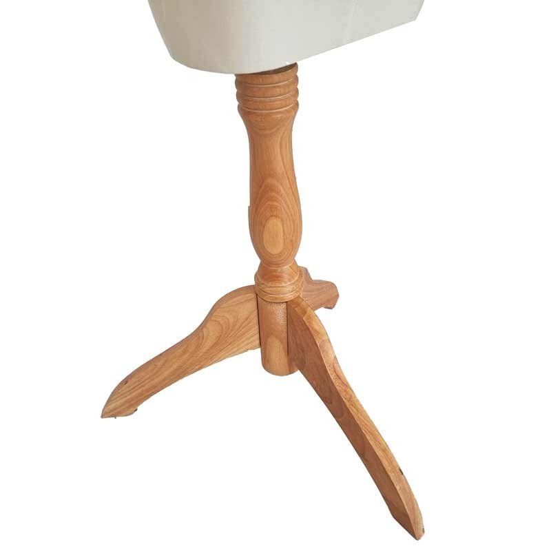 Buste couture femme en coton écru et pied en bois