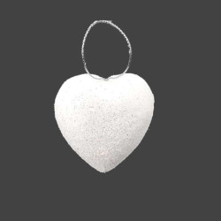 Lote de 6 corazones blancos con purpurina para colgar en las decoraciones del árbol de navidad