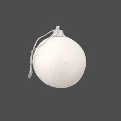 Lote de 6 bolas blancas con purpurina para colgar en el árbol de navidad como decoración