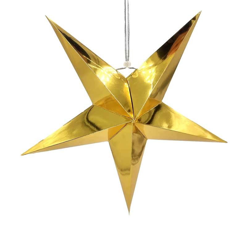 Estrella de navidad decorativa para colgar de cartón laminado dorado