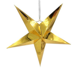 Estrella de navidad decorativa para colgar de cartón laminado dorado