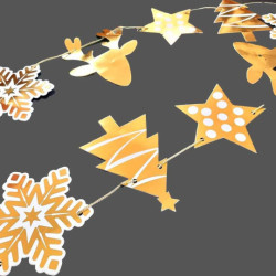Guirnalda de cartulina dorada brillante con motivos de navidad, 230 cm