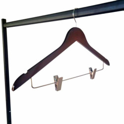 6 perchas de madera oscura con pinzas para pantalones o faldas de 44 cm