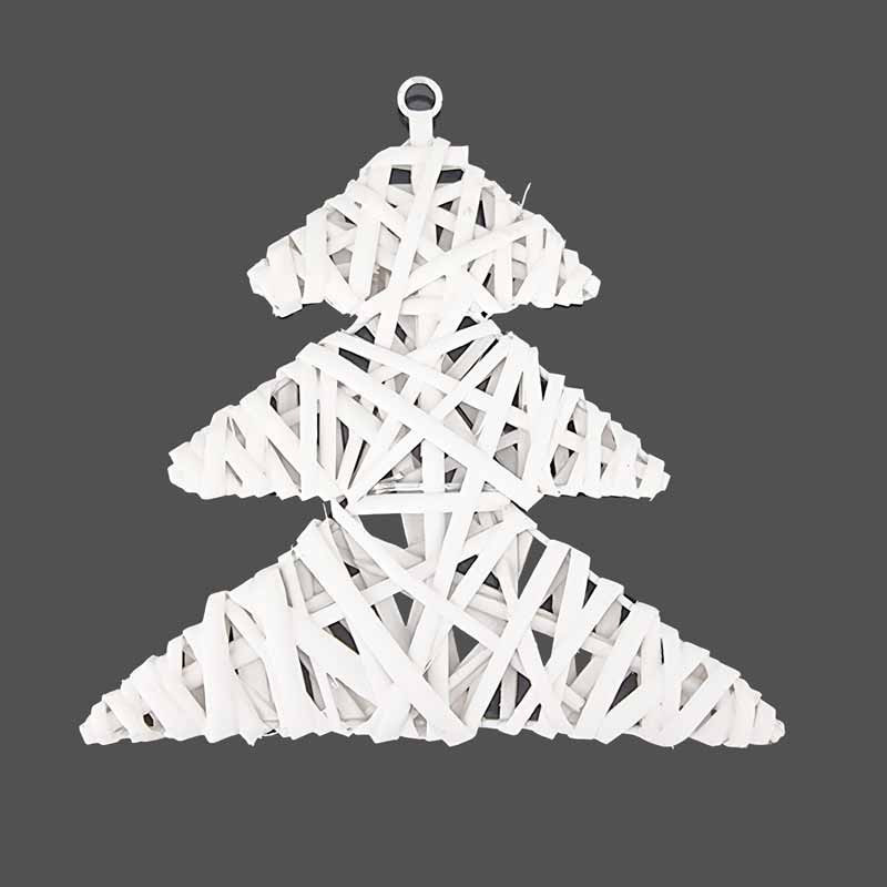 Sapin en osier et en métal à suspendre 20x20cm - blanc