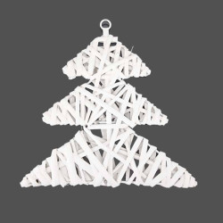 Árbol de Navidad de mimbre y de metal para colgar 20x20 cm - blanco