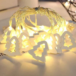 Guirnalda de navidad luminosa de abeto blanco de madera