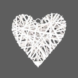 Corazoncito de mimbre para colgar 15x15cm - blanco