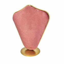 Busto para joyas de metal dorado y terciopelo bicolor rosa empolvado y rosa blush