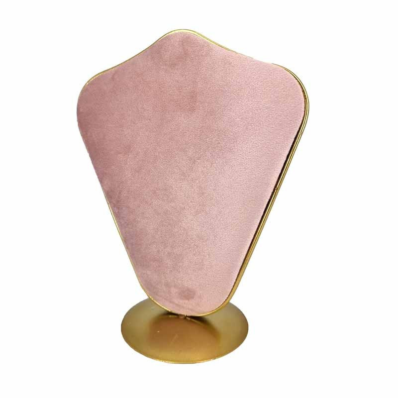 Buste bijoux en métal doré et velours bicolore rose poudré et rose blush
