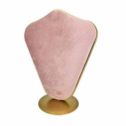 Busto para joyas de metal dorado y terciopelo bicolor rosa empolvado y rosa blush