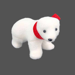 Pequeño oso polar de navidad con bufanda roja