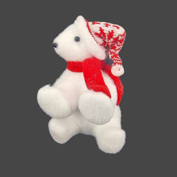 Pequeño oso polar de navidad con gorro