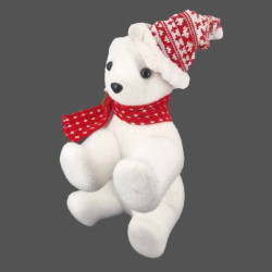 Oso polar con bufanda y gorro