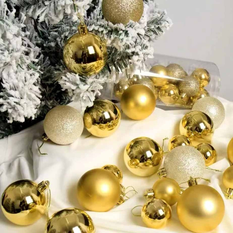 Pack de 24 petites boules de noël 4cm - doré