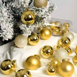 Pack de 24 pequeñas bolas de navidad 4cm - dorado