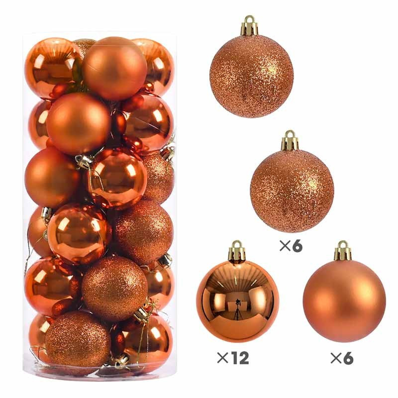 Pack de 24 bolas de navidad pequeñas de 4 cm - naranja cobrizo