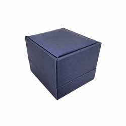 Estuche para anillos de símil piel azul iridiscente, 6 x 6,5 x 5 cm