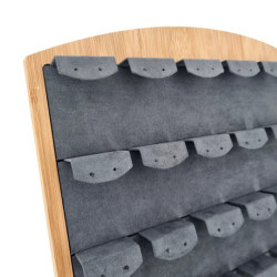 Gran expositor para 30 pares de pendientes de madera y ante gris antracita