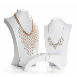 10 pequeños bustos para collares de símil piel blanco de 20 cm