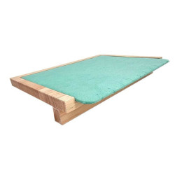 Pequeña bandeja inclinada «Riviera» – Soporte para cadenas de madera y ante verde laguna