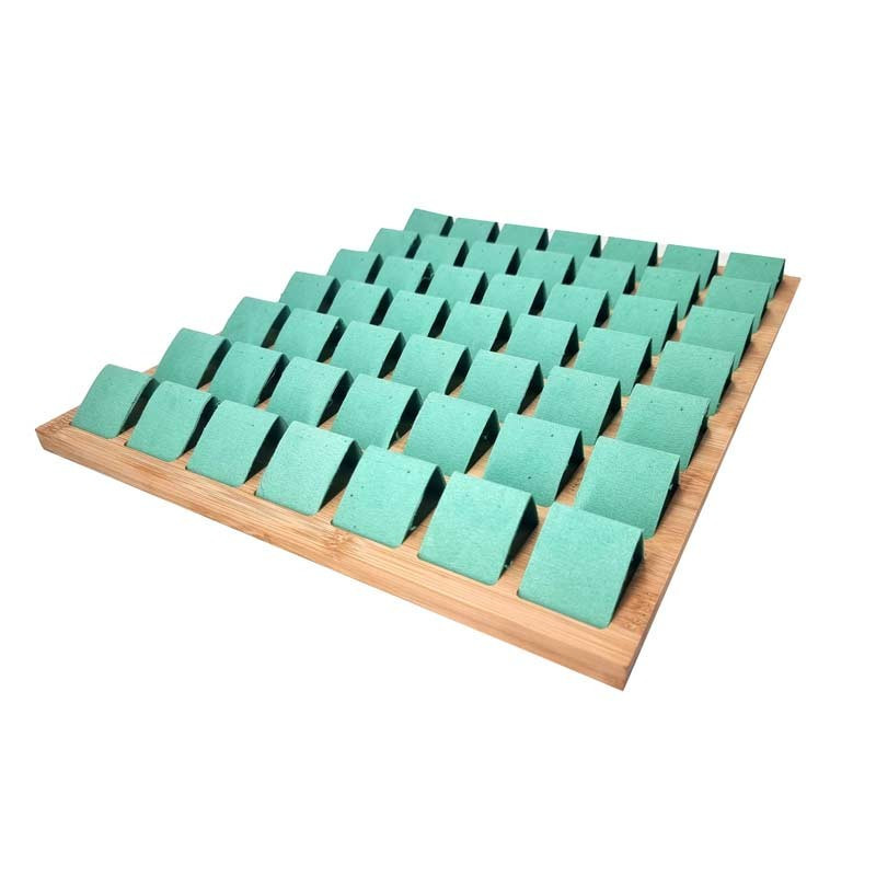 Gran expositor Riviera «Maxi» de 49 pares – de madera y de ante verde laguna