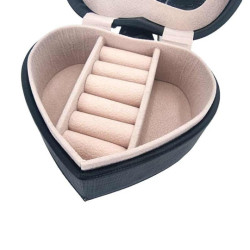 Caja para joyas con forma de corazón y espejo - Negra