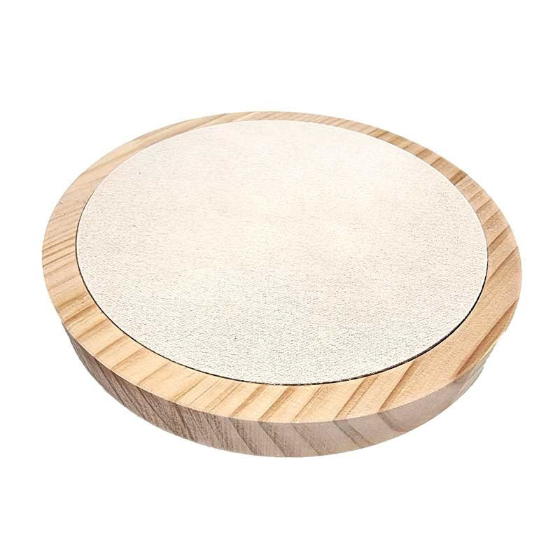 Petit plateau réversible en bois naturel de pin et suédine beige