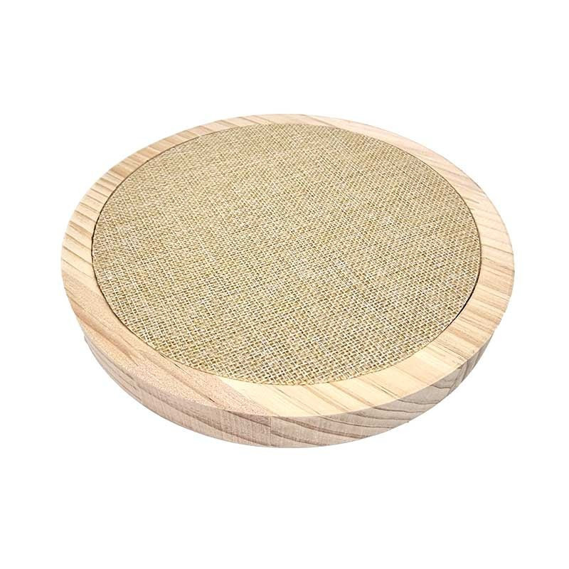 Petit plateau réversible en bois naturel de pin et toile de jute