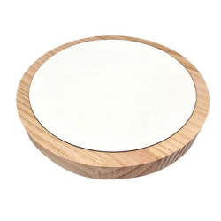 Bandeja pequeña reversible de madera natural de pino y símil piel blanca