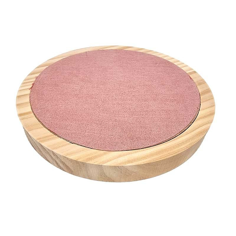 Petit plateau réversible en bois naturel de pin et suédine rose
