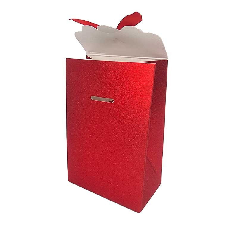 12 petites boîtes cadeaux à rabat pailletées 7.5x4.5x11cm - Rouge