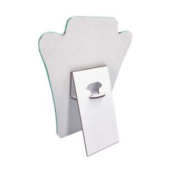 Busto plegable para collares de ante verde laguna
