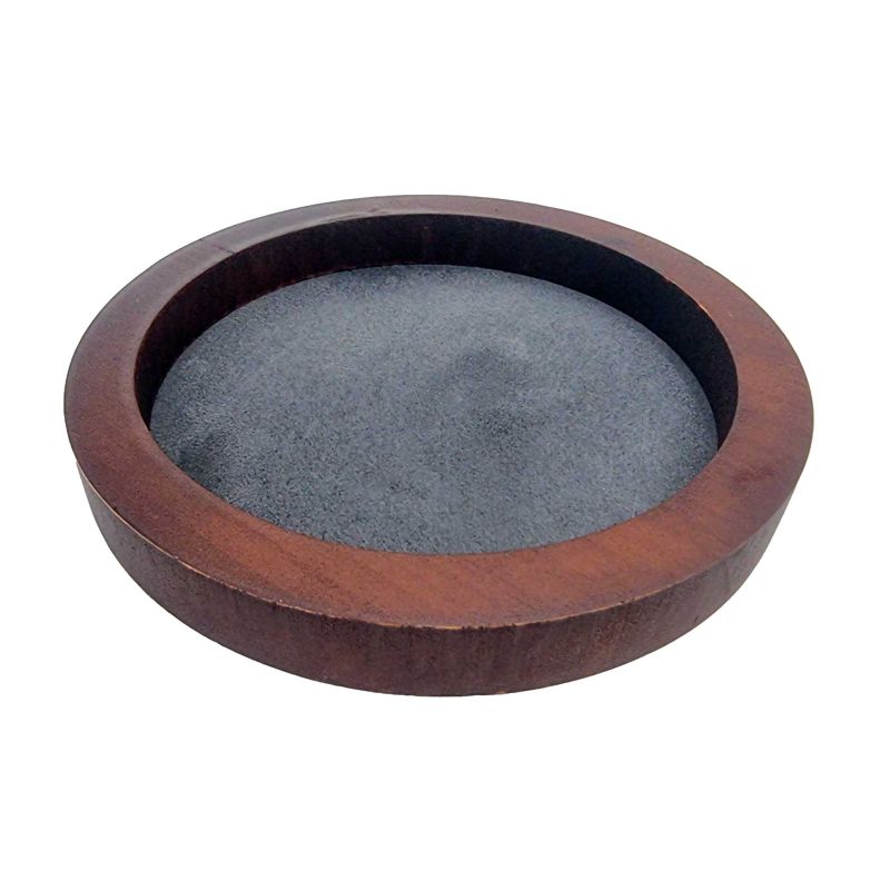 Pequeña bandeja reversible de madera oscura con acabado de nogal y ante gris antracita